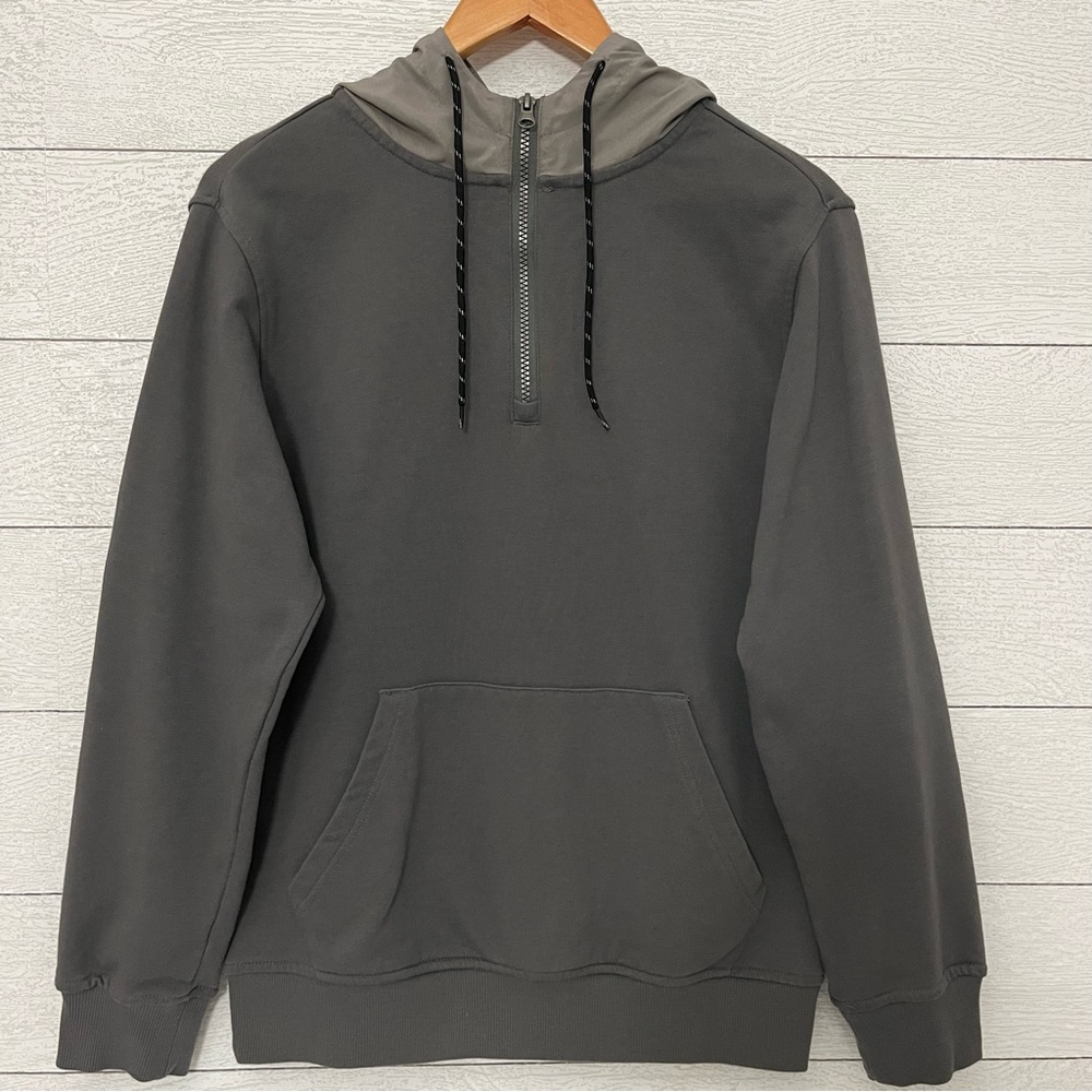 Original Use Charcoal Gray Quarter-Zip Hoodie Sweatshirt Size Small